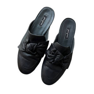 Paul Green Black Leather Knot Detailed Slide Mule Flats Size 5.5